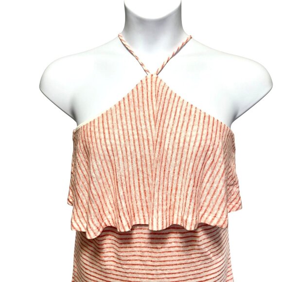 Splendid Striped Halter Pink Linen Blend Mini Popover Dress Sz M Sleeveless NWT - Picture 5 of 11